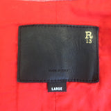 R13 Cafe Racer Cropped Biker Jacket Red Leather Size Large
