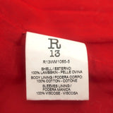 R13 Cafe Racer Cropped Biker Jacket Red Leather Size Large