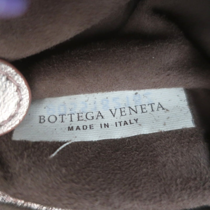 Bottega Veneta Nodini Crossbody Bag Rose Gold Metallic Intrecciato Leather