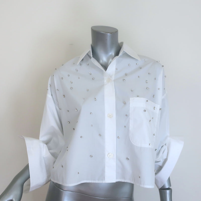TWP Next Ex Crystal-Embellished Cropped Shirt White Size Extra Small/Small