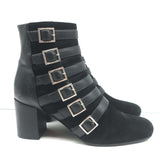 Saint Laurent Babies Buckle Ankle Boots Black Leather & Suede Size 37