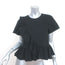 SEA Ruffle Top Black Linen-Blend Size 2 Short Sleeve Blouse