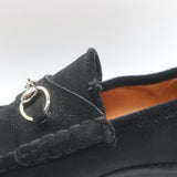 Gucci Horsebit Loafers Black Suede Size 10.5 Slip-On Flats