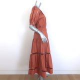 A.L.C. Maryn Tiered Midi Dress Lipstick Ladder Lace-Trim Poplin Size 6 NEW