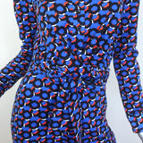 Diane von Furstenberg Michele Wrap Jumpsuit Blue Loops Print Size Small NEW