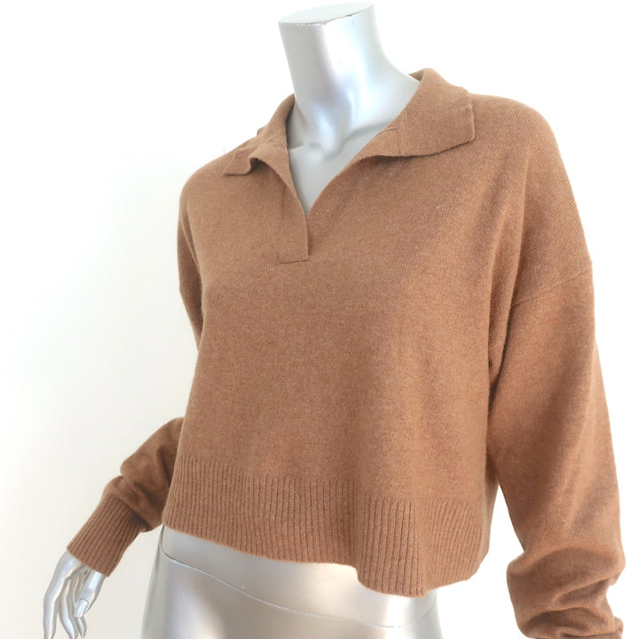 Reformation Cashmere Polo Sweater Camel Size Small