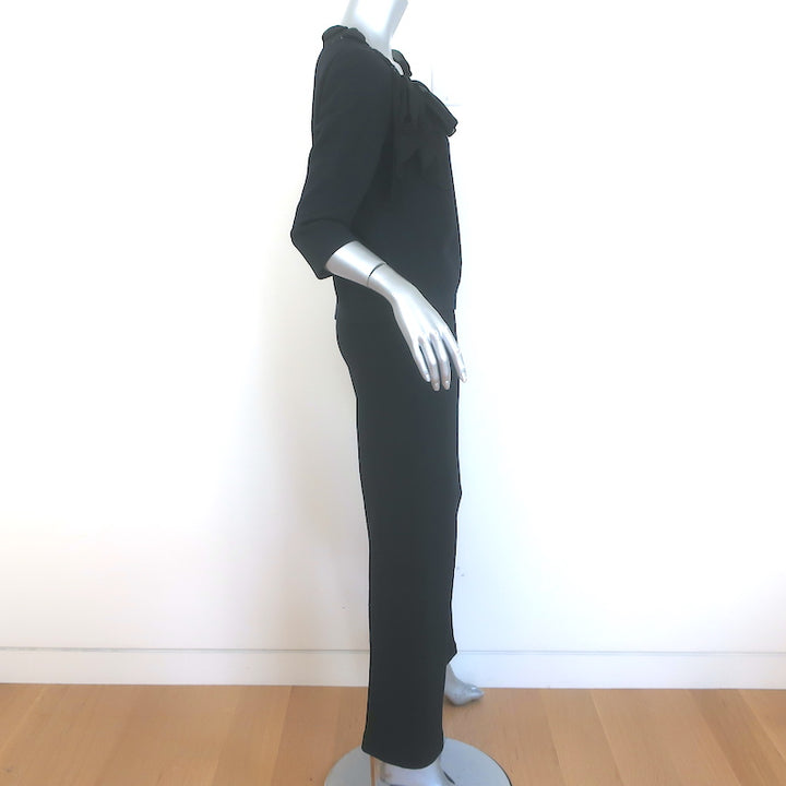 St. John Collection Crystal-Embellished Bow Top &amp; Pants Set Black Size Small