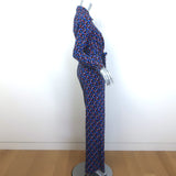 Diane von Furstenberg Michele Wrap Jumpsuit Blue Loops Print Size Small NEW