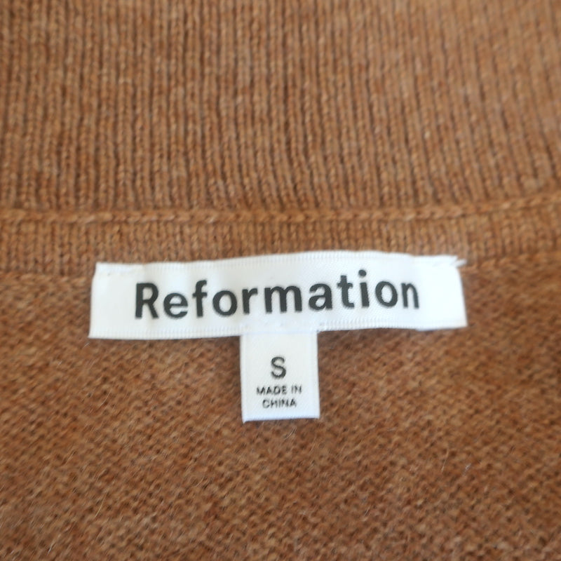 Reformation Cashmere Polo Sweater Camel Size Small