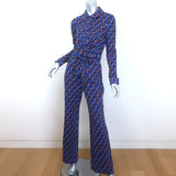 Diane von Furstenberg Michele Wrap Jumpsuit Blue Loops Print Size Small NEW