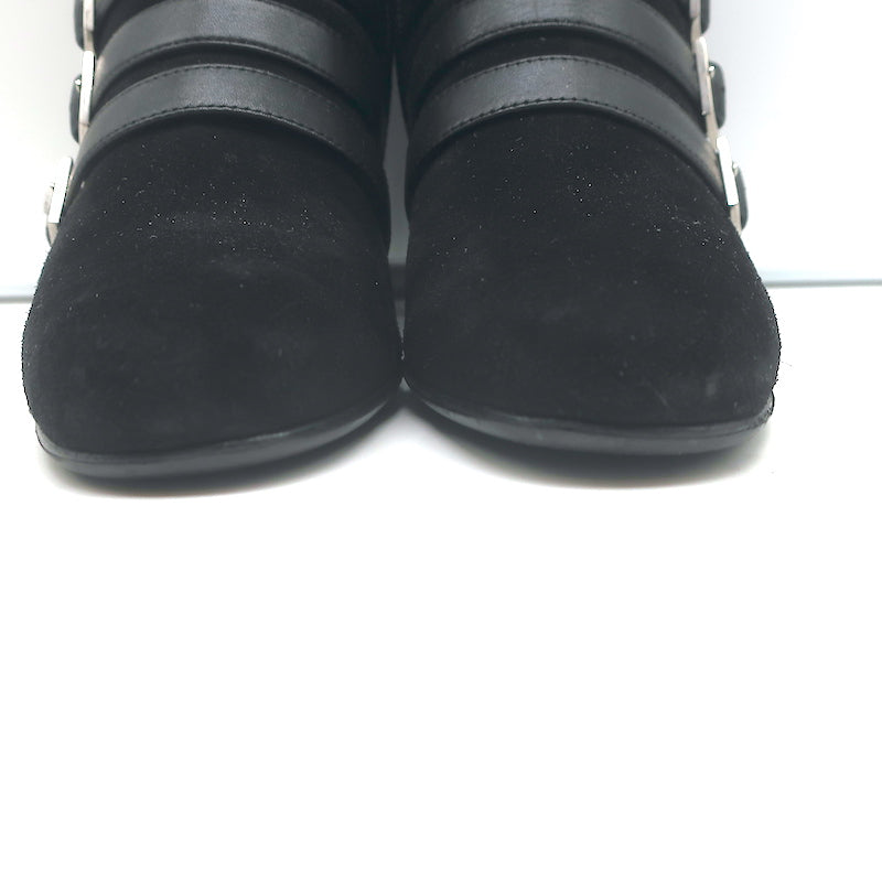 Saint Laurent Babies Buckle Ankle Boots Black Leather &amp; Suede Size 37
