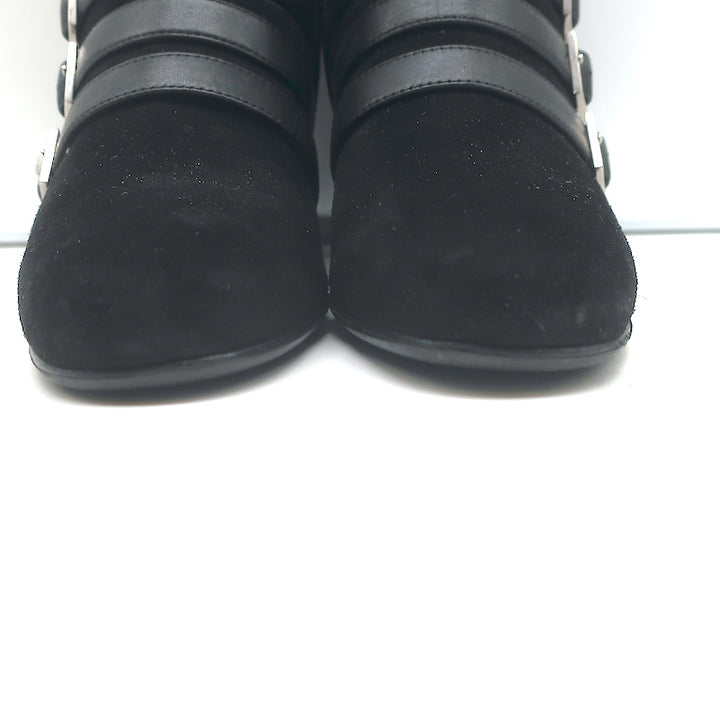 Saint Laurent Babies Buckle Ankle Boots Black Leather &amp; Suede Size 37