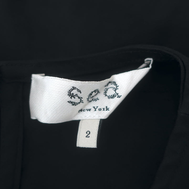 SEA Ruffle Top Black Linen-Blend Size 2 Short Sleeve Blouse
