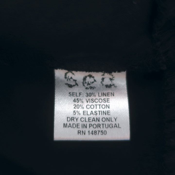 SEA Ruffle Top Black Linen-Blend Size 2 Short Sleeve Blouse