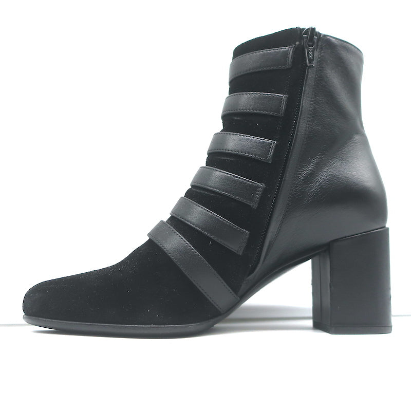 Saint Laurent Babies Buckle Ankle Boots Black Leather &amp; Suede Size 37