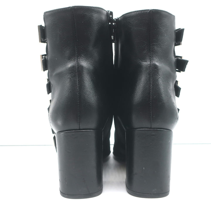 Saint Laurent Babies Buckle Ankle Boots Black Leather &amp; Suede Size 37