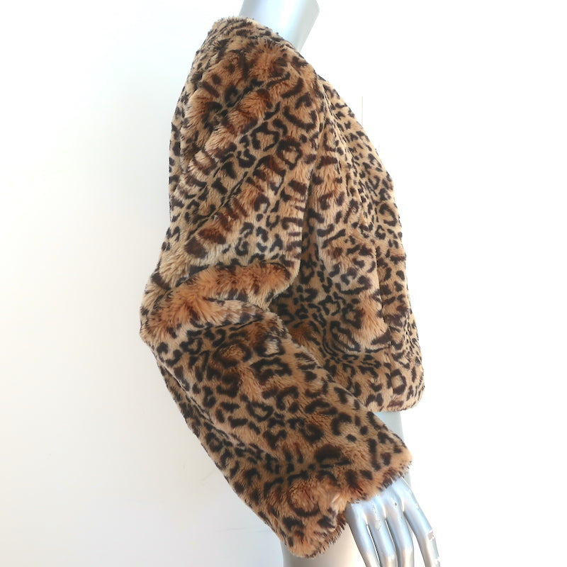 Elyse Walker Leopard Print Faux Fur Jacket Size Medium