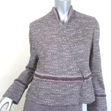 St. John Evening Beaded Tweed & Santana Knit Skirt Suit Lavender Size 6