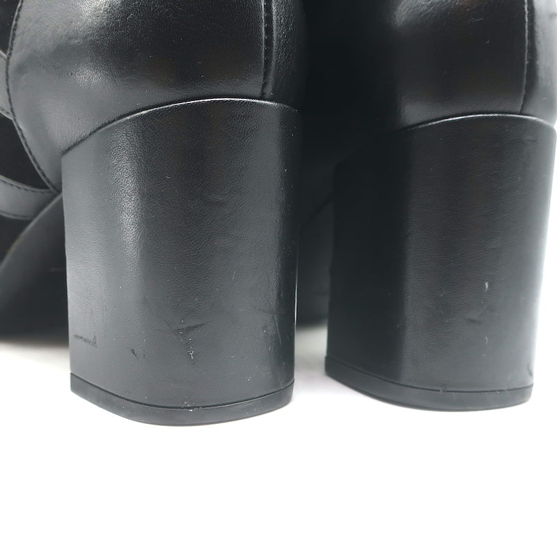 Saint Laurent Babies Buckle Ankle Boots Black Leather &amp; Suede Size 37