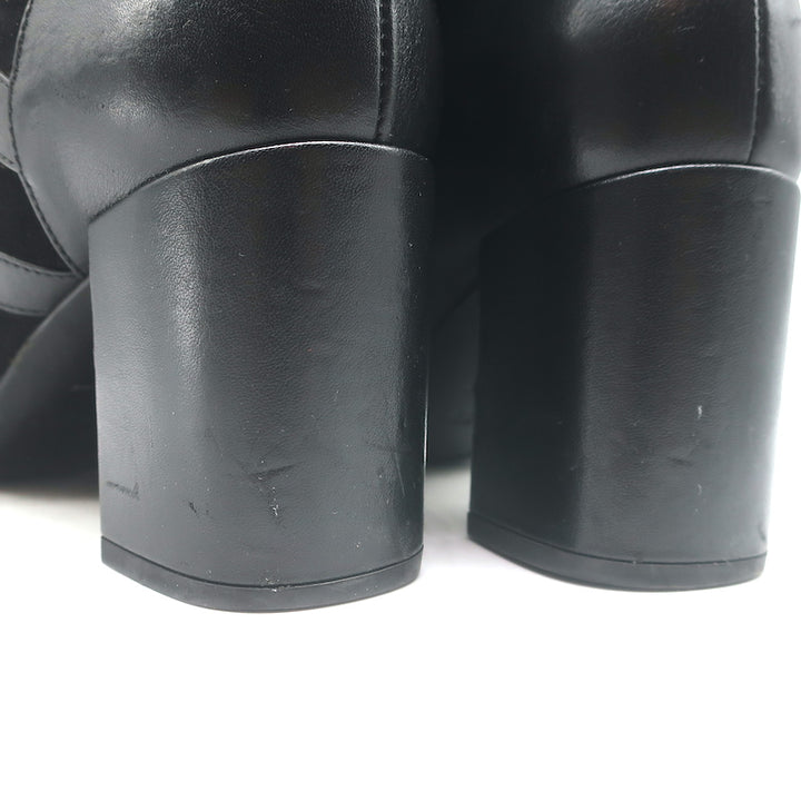 Saint Laurent Babies Buckle Ankle Boots Black Leather &amp; Suede Size 37