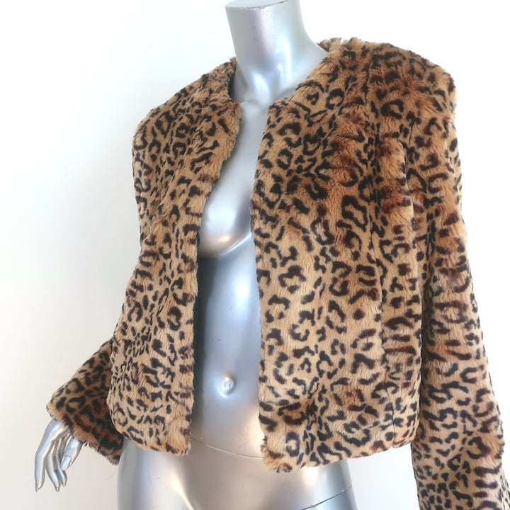 Elyse Walker Leopard Print Faux Fur Jacket Size Medium