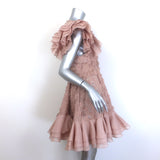 Zimmermann Dancer Frilled Mini Babydoll Dress Blush Embroidered Organza Size 3