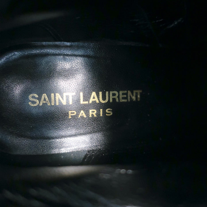 Saint Laurent Babies Buckle Ankle Boots Black Leather &amp; Suede Size 37