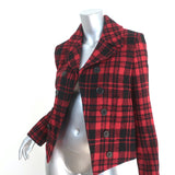 Saint Laurent Plaid Double Breasted Jacket Red/Black Wool Size 42