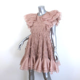 Zimmermann Dancer Frilled Mini Babydoll Dress Blush Embroidered Organza Size 3