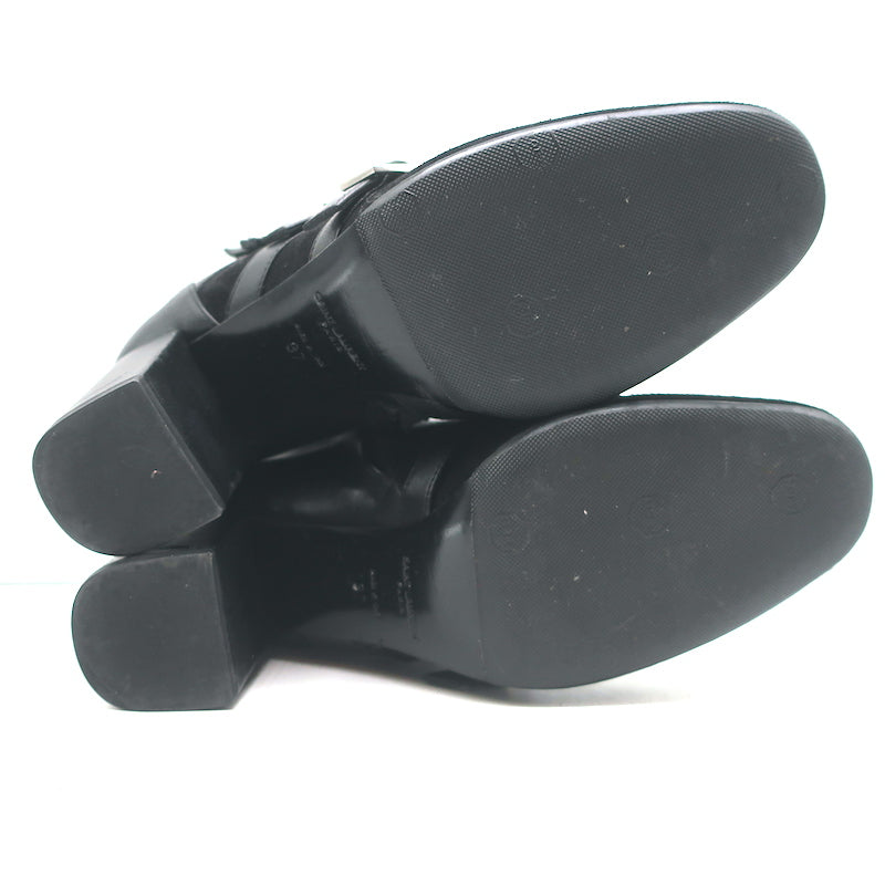 Saint Laurent Babies Buckle Ankle Boots Black Leather &amp; Suede Size 37