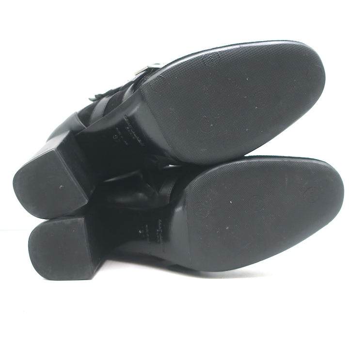Saint Laurent Babies Buckle Ankle Boots Black Leather &amp; Suede Size 37