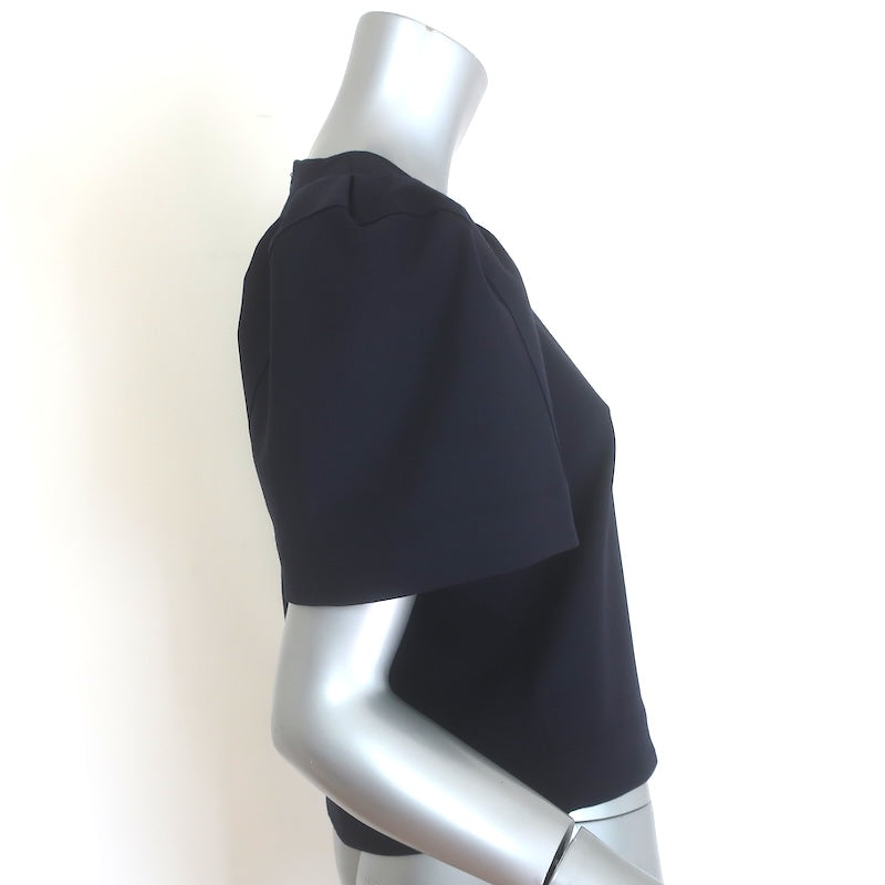 SEA Hayes Puff Sleeve Top Navy Stretch Wool Size 00