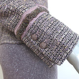 St. John Evening Beaded Tweed & Santana Knit Skirt Suit Lavender Size 6