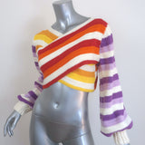 FARM Rio Sunset Stripe Crochet Crisscross Sweater Multicolor Size Extra Small