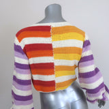 FARM Rio Sunset Stripe Crochet Crisscross Sweater Multicolor Size Extra Small