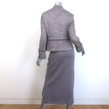St. John Evening Beaded Tweed & Santana Knit Skirt Suit Lavender Size 6