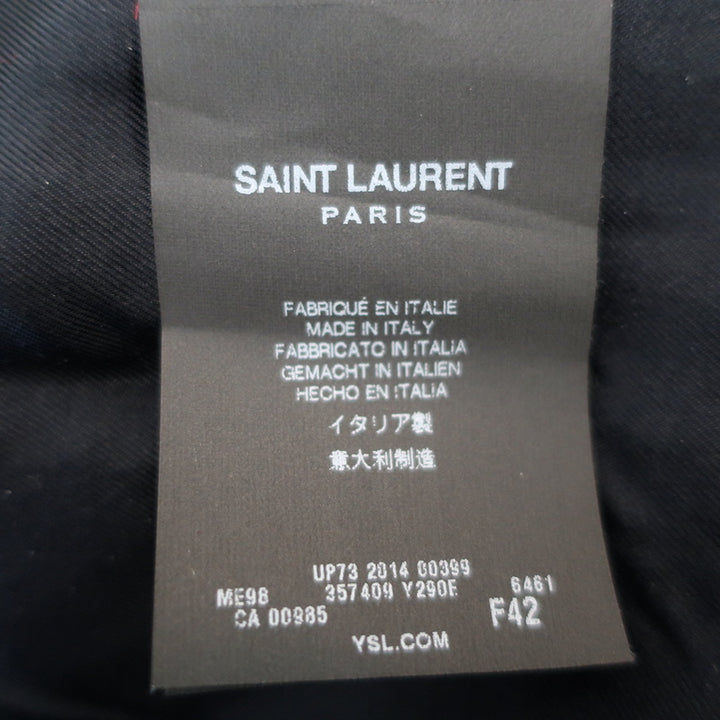 Saint Laurent Plaid Double Breasted Jacket Red/Black Wool Size 42