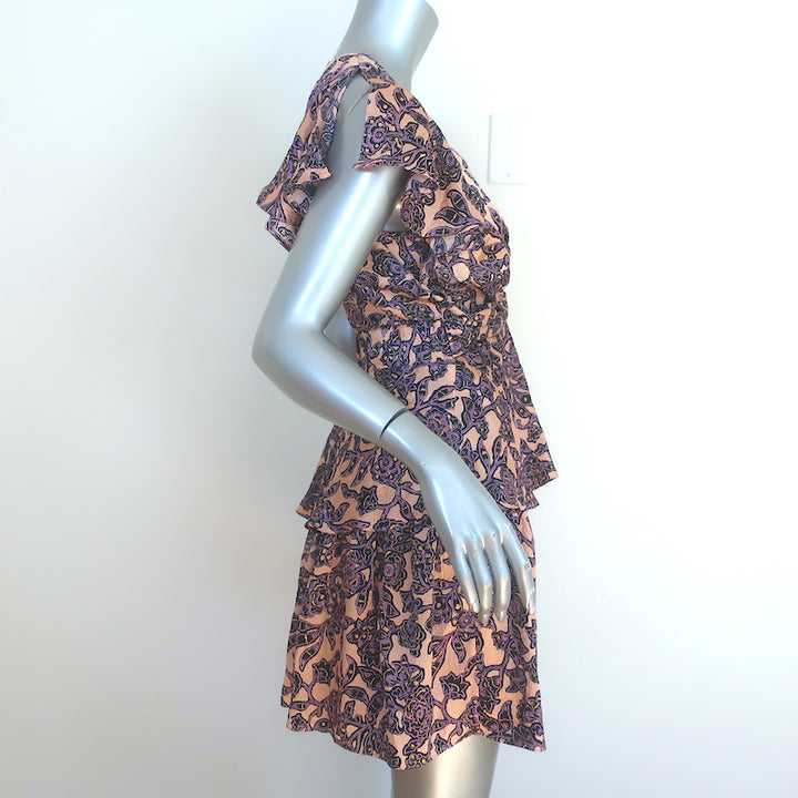A.L.C. Viera Twist-Front Mini Dress Pink Floral Print Hammered Silk Size 4