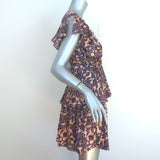A.L.C. Viera Twist-Front Mini Dress Pink Floral Print Hammered Silk Size 4