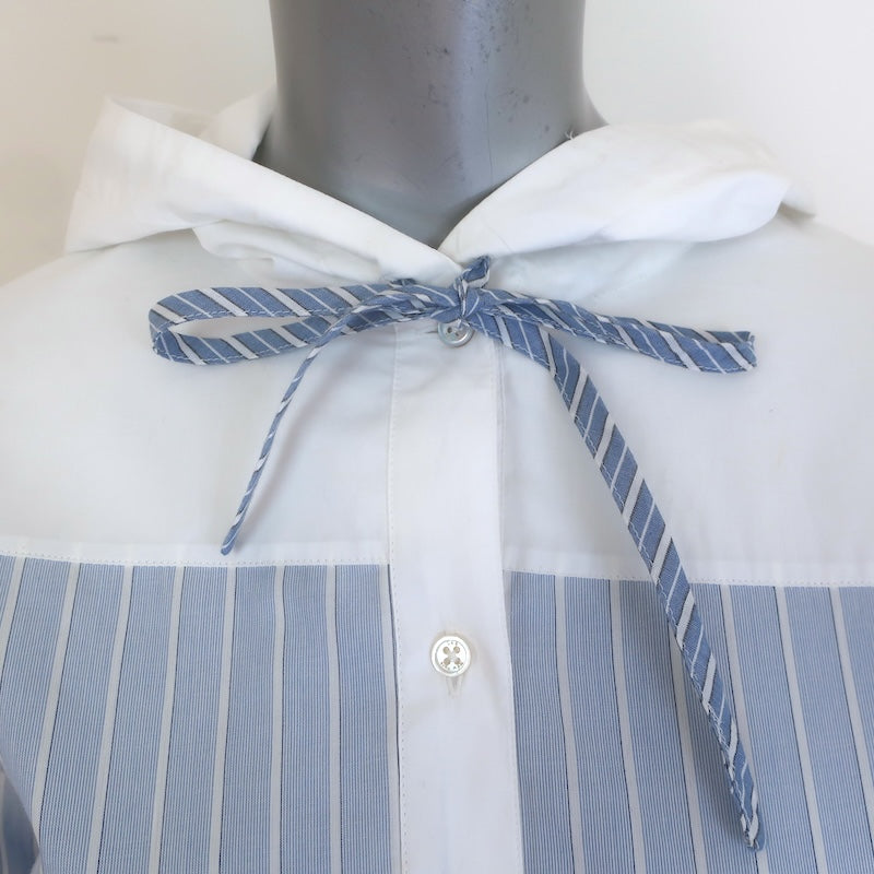 SEA Helmi Striped Hooded Button Down Shirt Blue/White Size Extra Extra Small