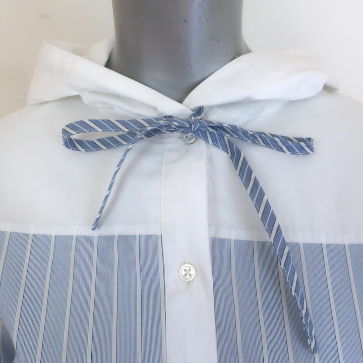 SEA Helmi Striped Hooded Button Down Shirt Blue/White Size Extra Extra Small