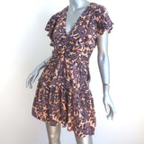 A.L.C. Viera Twist-Front Mini Dress Pink Floral Print Hammered Silk Size 4