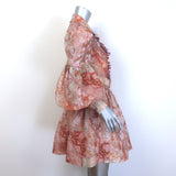Zimmermann Kaleidoscope Tuxedo Frill Mini Dress Light Pink Floral Print Size 2