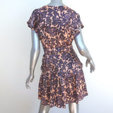 A.L.C. Viera Twist-Front Mini Dress Pink Floral Print Hammered Silk Size 4