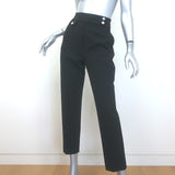 Veronica Beard Renzo Slim-Leg Cropped Pants Black/Silver Size 6