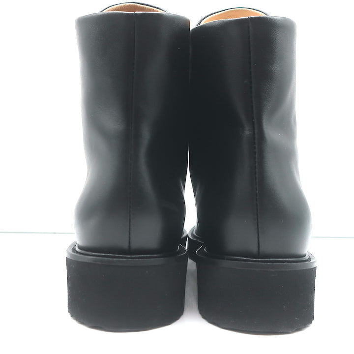 Dear Frances Park Combat Boots Black Leather Size 37 Flat Lace-Up Ankle Boots
