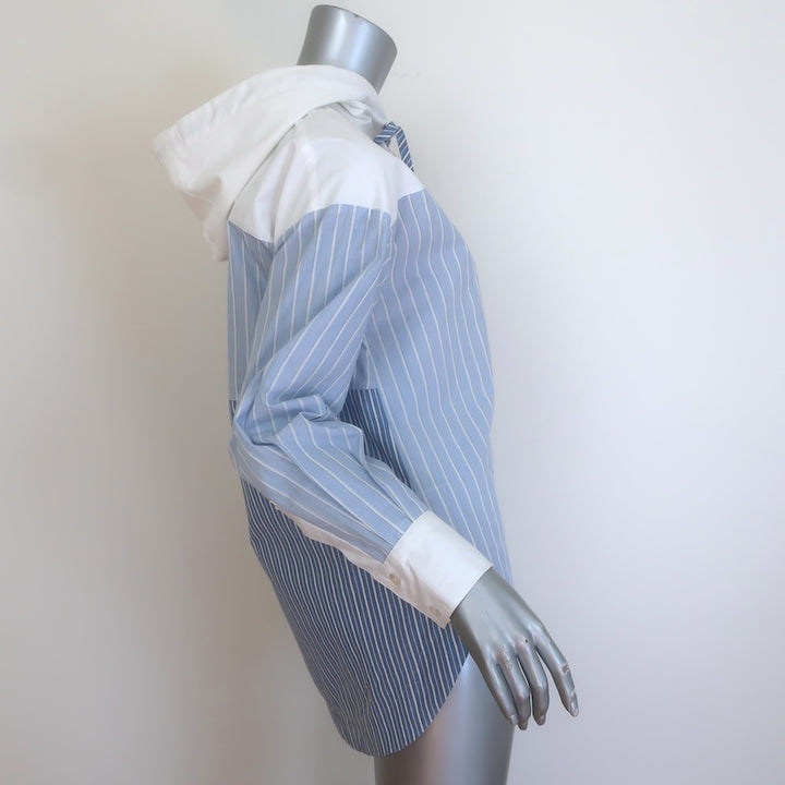 SEA Helmi Striped Hooded Button Down Shirt Blue/White Size Extra Extra Small