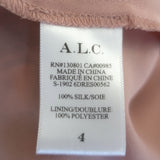 A.L.C. Viera Twist-Front Mini Dress Pink Floral Print Hammered Silk Size 4