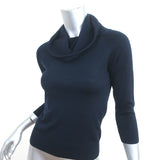 Max Mara Cowl Neck Sweater Navy Stretch Silk Knit Size Small