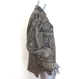 Heirlome Oversized Button Down Blouse Brown Jyma Print Silk Size Extra Small